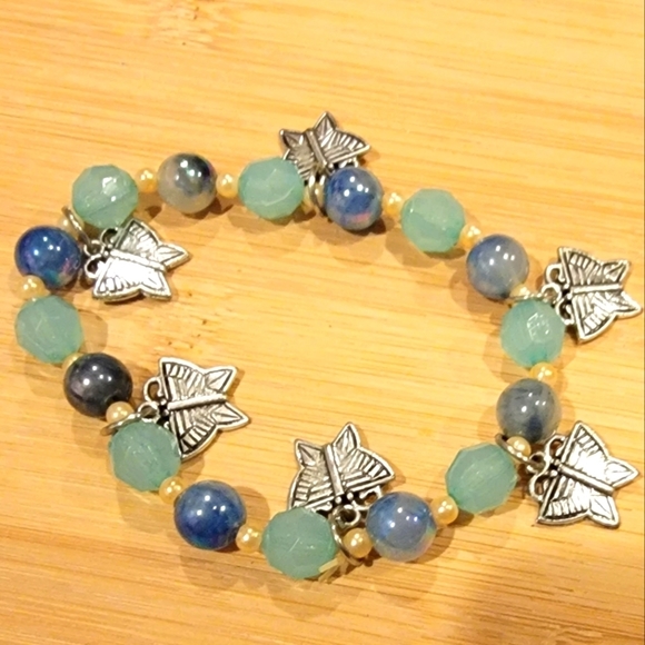 Blue and Turquoise Butterfly Bracelet - Picture 1 of 4